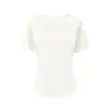 Camiseta Lisa Ligeramente Transparente de Color Sólido para Mujer, Estilo Elegante y Relajado Coreano, Nuevo Casual Versátil de Manga Corta Hombros Descubiertos Verano 2025