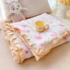 Versión Coreana 2026 Encaje Francés Estampado Floral Madre-Hijo Algodón Puro Doble Capa de Gasa Colcha de Verano Estilo Princesa Fresca Colcha Refrigerante de Verano