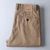 Pantalones Casuales de Lujo de Alta Gama para Hombre Otoño e Invierno, Sarja de Algodón Puro, Cómodos, Suaves, Versátiles, de Pierna Recta, Color Sólido para Hombre