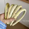Moda Coreana Dulce y Suave Amarillo Claro Amarillo Ganso Satén Cabeza de Esponja Diadema Puntos Negros Fresca Francesa Diadema