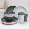 Amazon Tazón Taza Plato de Paja de Trigo Tazón de Arroz Casero Plato de Cena Taza de Agua Plato de Verduras Rayas Verticales Tazón de Ensalada Vajilla de Regalo