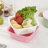 Sanmeiyoujia Cesta Escurridora Cuadrada de Doble Capa Fabricante Venta al por Mayor Set de Cestas para Lavar Frutas y Verduras de Cocina Material PP