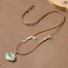 Estilo Tradicional Chino Hecho a Mano Trenzado Colgante de Jade Cordón para Collar Thangka Borla de Tíbet Cordón para Colgante de Buda de Cuero Encerado