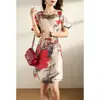 Vestido de seda, vestido estampado de seda de amoreira de alta qualidade, elegante novo vestido de verão estilo chinês, nova moda feminina 2026