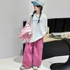 Roupas para Meninas Estilo Outono Camisa 2026 Nova Estilo Primavera e Outono Camisa Listrada Infantil Camiseta Gola Roupas de Outono Conjunto de Duas Peças