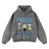 Sudadera con capucha y estampado de personaje de dibujos animados retro rock, batik, suelta, para hombre y mujer, Otoño e Invierno, Suéter de rock vintage
