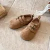 Zapatos retro de cuero para niños 2026 otoño nuevos resistentes al desgaste casuales para niños Birkenstock mocasines suaves para niñas