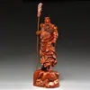 Adornos de Estatua de Guan Gong Tallada en Palo de Rosa Guan Yu Wu Caishen Decoración para el Hogar Sala de Estar Entrada Oficina Artesanías de Caoba