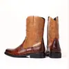 Botas Masculinas de Couro Versáteis de Cano Médio Transfronteiriças Botas Martin com Estampa Estilo Britânico Moda de Cano Médio Tendência Casual Botas de Couro