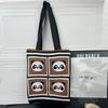 Bolsa de Tricô Ins Desenho Panda Feminina Bolsa de Mão Fashionável para Carregar na Mão Grande Capacidade Bolsa de Ombro Bolsa Transversal Bolsa