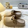 Sandalias de Media Pantufla Cerradas con Suela Gruesa para Mujer, Nuevo Estilo de Verano, Para Exteriores, Aumentan la Altura, Fáciles de Poner, Simples, Versátiles, Antideslizantes, Zapatos Birkenstock