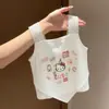 Verano 2026 Nuevo Estilo Dibujos Animados de Moda Niña Infantil Lindo Falso Dos Piezas Sin Mangas Chaleco Camiseta Top Moda