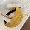 Faixa de Cabeça Plissada Larga de Cor Sólida Suave para Mulheres, Estilo Coreano Simples Antiderrapante em Amarelo, Marrom, Preto, Rosa, Cinza, Nude, Acessório de Cabelo de Tecido Multicor