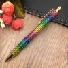 Núcleo de Metal Prensa Diamante Bolígrafo de Bola Multicolor Metal Cobre Bolígrafo de Cristal Bolígrafo con Pedrería Punto Venta al por Mayor