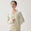 Cardigan de Malha Grossa com Trançado de Caxemira Novo Outono Inverno Feminino Gola Redonda Botão Único Outono Inverno Solto Fashionável Versátil Suéter Feminino