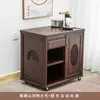 Gabinete de té móvil mesa de té pequeña mesa de bar de té gabinete lateral estante de almacenamiento cubo inferior de madera maciza gabinete de té integrado con tetera