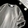 Camiseta de Manga Corta Diseñada para Hombre Verano 2025 Nueva Holgada Casual Cuello Redondo Top Camisa de Manga Tres Cuartos Dropshipping