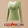 Roupa íntima quente de manga comprida com forro de fleece para mulheres, espessa para outono e inverno, top, camada base, roupa íntima, roupas de outono com bojo, fleece térmico