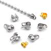 Hebilla de acero inoxidable para bolso dorado, cadena de cuentas de acero de titanio, collar de perlas, hebilla de cuentas para bolso con punta cerrada lateral binaural, accesorios de joyería para hacer tú mismo