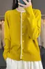 Nuevo Estilo Otoño/Invierno para Mujer de Lujo Ligero Cardigan de Punto con Ribete de Encaje Cuello Redondo con Botones de Perla Elegante Abrigo Suéter