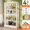 Vitrina de cristal con cerradura, totalmente transparente, con luces, gabinete a prueba de polvo para uso doméstico, vitrina de sala de estar, estante de exhibición de modelos
