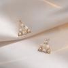 Pendientes de plata 925 para mujer, estilo frío, con aguja, para diario, con circonitas y diseño de nicho de diamantes brillantes.