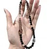 Pulsera de cuarzo ahumado natural, pulsera de obsidiana de piedra cruda genuina para mujer, adecuada para equilibrar los elementos metal y agua, pulsera apilable de doble bucle