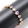 Pulseira de Zircônia Rosa Super Brilhante, Pulseira de Coração da Moda, Joia de Nicho de Luxo Pulseira de Zircônia 3A