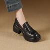 Mocasines Británicos Redondos de Tacón Grueso Estilo Francés para Mujer, Nuevos Versátiles Casuales 2025, Zapatos de Cuero para Uniforme JK de Mujer