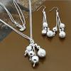 Collar y pendientes de múltiples cuentas de moda chapados en plata de exportación de comercio exterior, versión coreana del conjunto de suministro al por mayor más vendido T004