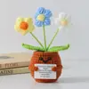 Flor de Tricô de Energia Positiva Transfronteiriça Planta em Vaso Produto Acabado Fio de Lã Flor de Simulação Ornamento de Mesa Boneca de Cartão de Mão