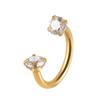 Labio de diente interno en forma de C transfronterizo, labio de herradura de acero inoxidable galvanizado para uñas, calibre 16, perforación, rosca interna, circonita, anillo para el hueso de la oreja, aretes