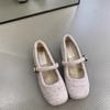 Zapatos Mary Jane de Hada Suave para Mujer 2024 Nuevo Estilo Francés Elegantes de Lana Punta Cuadrada Boca Baja Con Terciopelo Adicional Zapatos de Noche