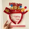 Diadema Roja de Año Nuevo para el Año del Caballo, Diadema Creativa de Palo Retorcido, Accesorio para el Cabello Luminoso para la Fiesta de Año Nuevo, Accesorio Festivo para el Cabello para el Festival de Primavera