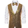Traje de Lentejuelas Pequeñas para Hombre para Actuación en Escenario Moda Masculina Chaleco de Estudio para Presentador/MC Chaleco