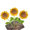 Accesorios de punto de lana, ramo de girasoles tejido a mano, girasol artificial, flores tejidas para la temporada de graduación y el Día del Maestro