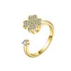 Anel feminino nicho de alta qualidade flor da sorte Diamond-embedded anel rotativo de quatro folhas joias anel de zircão de quatro folhas