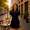 Primavera 2024 nuevo vestido transfronterizo europeo y americano para mujer, temperamento dulce, con cuello de muñeca desmontable 1874