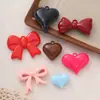 Nova Cor Mista 3D Grande Laço de Laca Alto Brilho Pingente de Coração Acrílico Colar Acessórios DIY