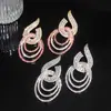 Pendientes de Aro Hueco con Tachuelas de Diamante Aguja de Plata, Pendientes de Lujo Ligero de Gama Alta, Moda Europea y Americana, Pendientes Exagerados de Nicho para Mujer