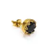 Brincos de titânio com borda irregular retrô e incrustados com diamantes redondos, moda fria para homens e mulheres