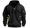 Sudadera con capucha para hombre de primavera y otoño transfronteriza, con cremallera, multibolsillos, tipo jersey, chaqueta deportiva casual para hombre