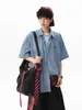 Camisas Retro Americanas de Cuadros Bordados de Manga Corta para Hombres y Mujeres, Polos Sueltos de Verano, Diseño de Camiseta, Chaquetas para Parejas