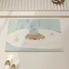 Alfombra de Piso Tejida de Lino Simple Estilo Ins Estilo Cachorro Suave y Linda Alfombrilla para Pies Absorbente de Agua Antideslizante para Baño Patrón Tejido Alfombra de Piso Antideslizante