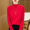 24 otoño e invierno nuevo suéter de punto para mujer Andy terciopelo cuello semi alto camisa básica de punto para mujer delgada coreana transfronteriza fábrica al por mayor