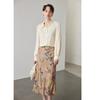 Camisa de Seda para Mujer 2026 Primavera/Verano Nuevo Estilo Color Sólido Commuter Elástica Doble Crepé Cuello Puntiagudo Seda de Morera Top