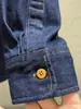 ¡Elegante camisa americana de bloques de color con cuello! Moda masculina de otoño retro versátil estilo granja camisa chaqueta de mezclilla de manga larga