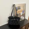 Bolso de mano dulce con lazo para mujer, bolso de hombro de gran capacidad, bolso tote de alta gama, bolso casual de lunares para debajo del brazo