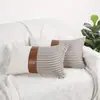 Amazon Transfronterizo Cuero Azul Gris Negro Raya Puntada Hogar Mesita de Noche Sofá Cojín Cojín Funda de Cojín