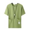 Camiseta de Verano de Bolsillo Grande para Hombre Vestido de Manga Corta Holgado Resistente al Desgaste Combinable Top Casual Comercio Exterior Cola Sencilla Camiseta Media Manga